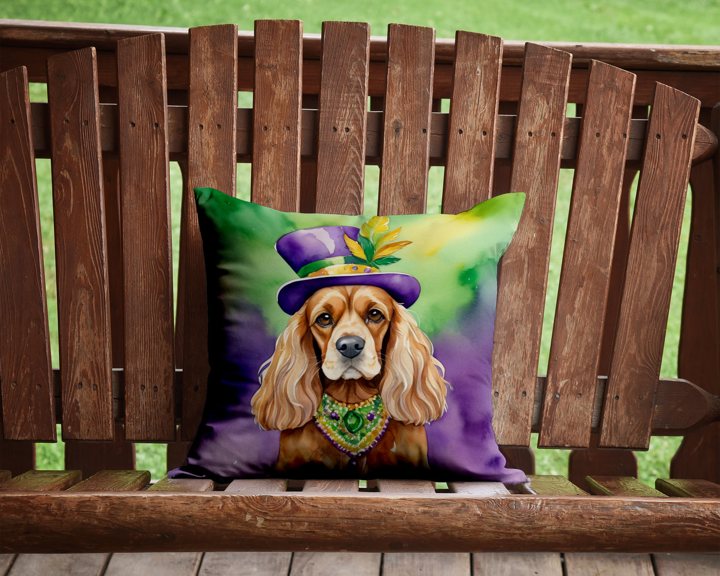 Cocker Spaniel King of Mardi Gras Throw Pillow