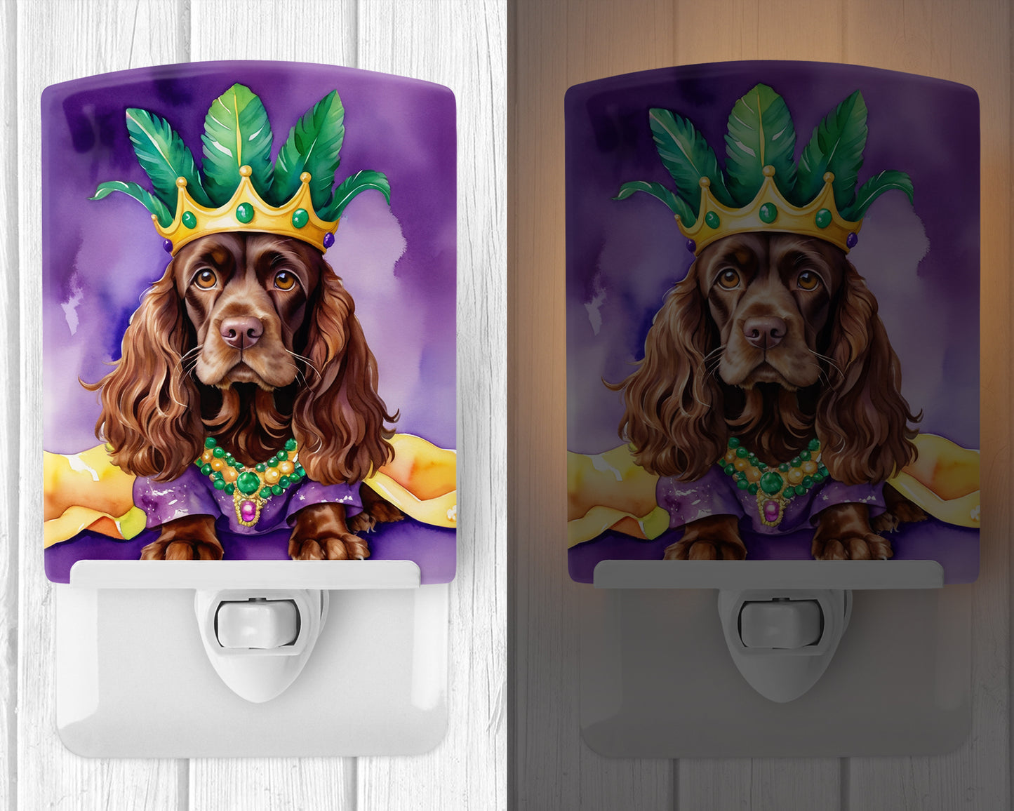 Cocker Spaniel King of Mardi Gras Ceramic Night Light