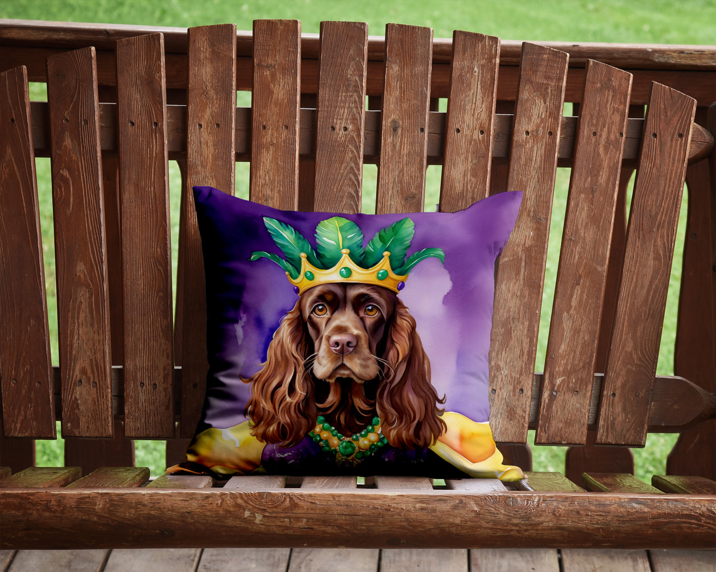 Cocker Spaniel King of Mardi Gras Throw Pillow