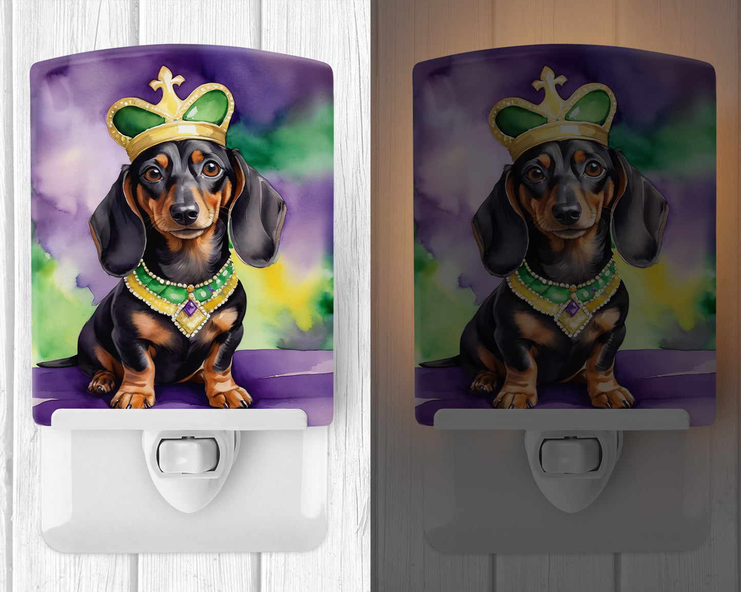 Dachshund King of Mardi Gras Ceramic Night Light