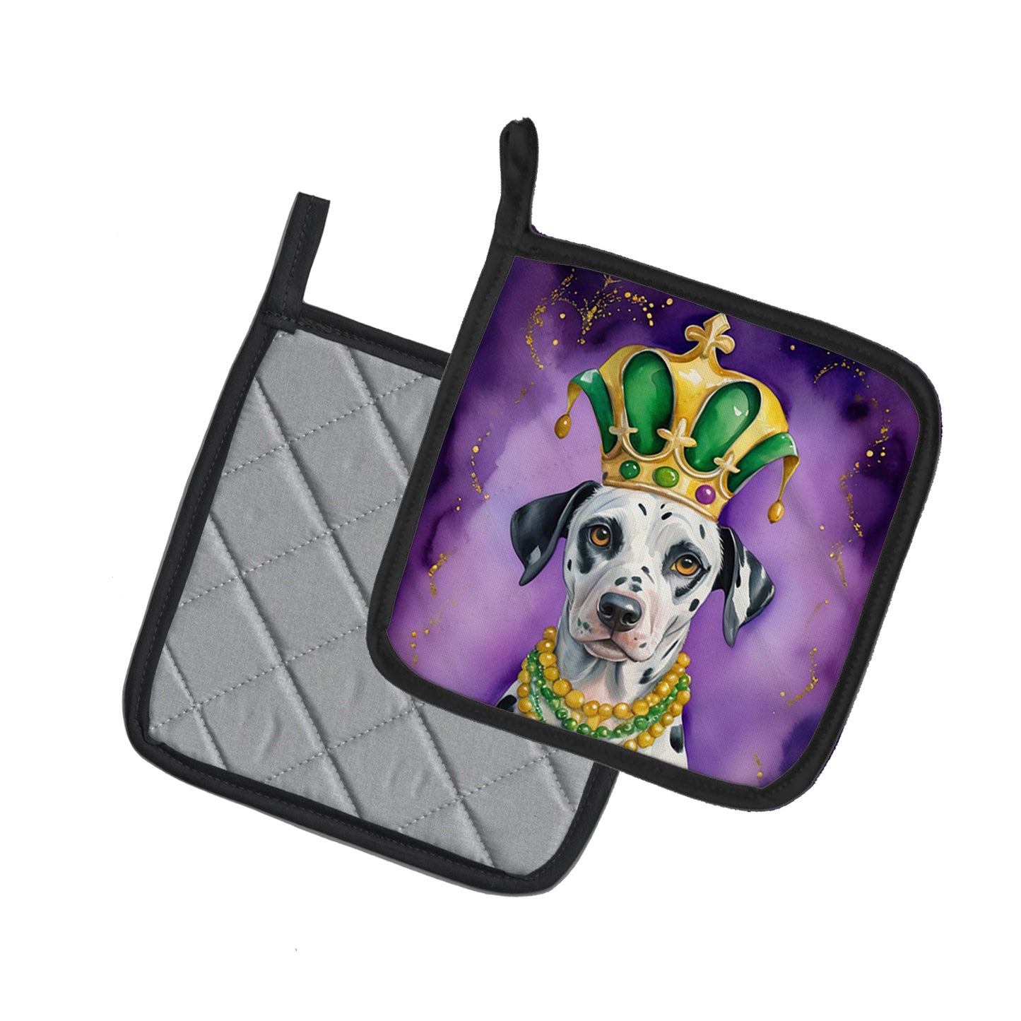 Dalmatian King of Mardi Gras Pair of Pot Holders