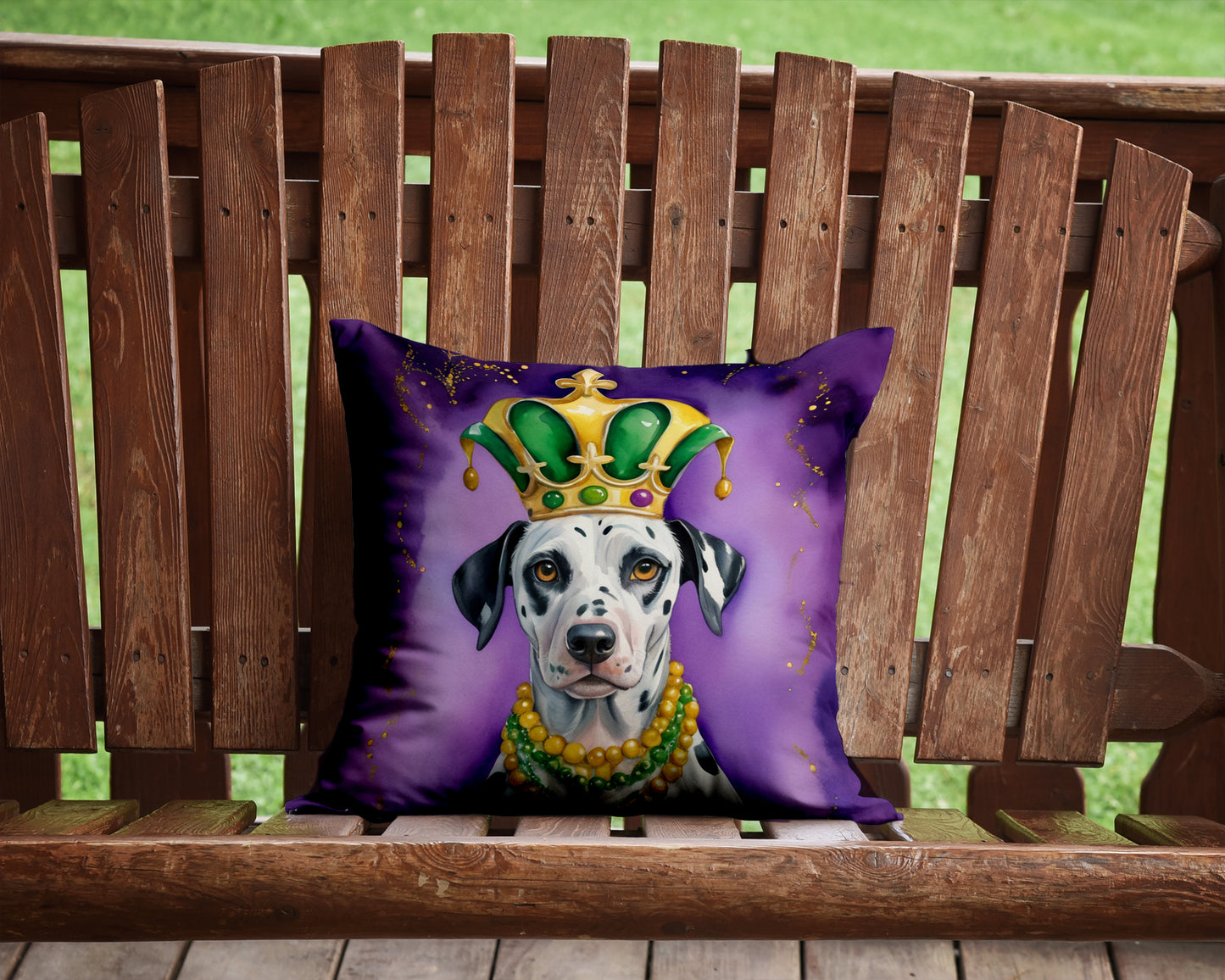 Dalmatian King of Mardi Gras Throw Pillow