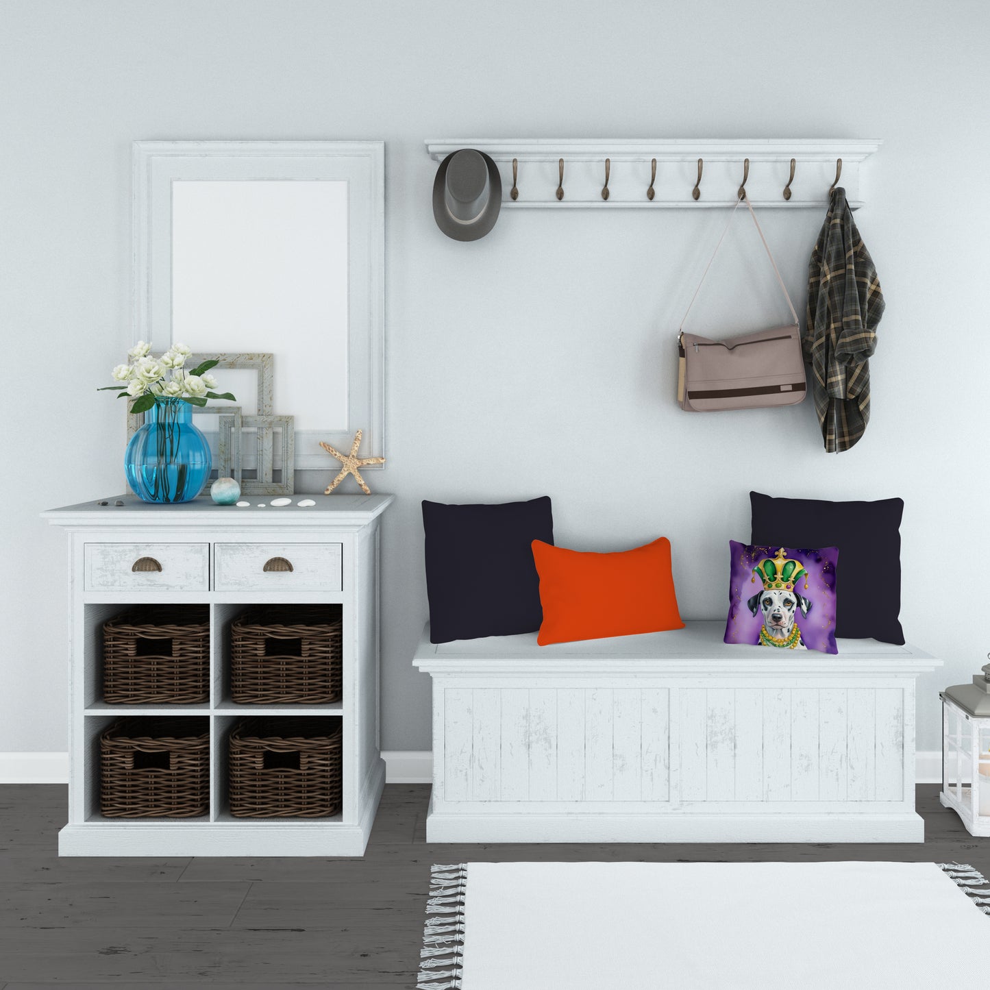 Dalmatian King of Mardi Gras Throw Pillow