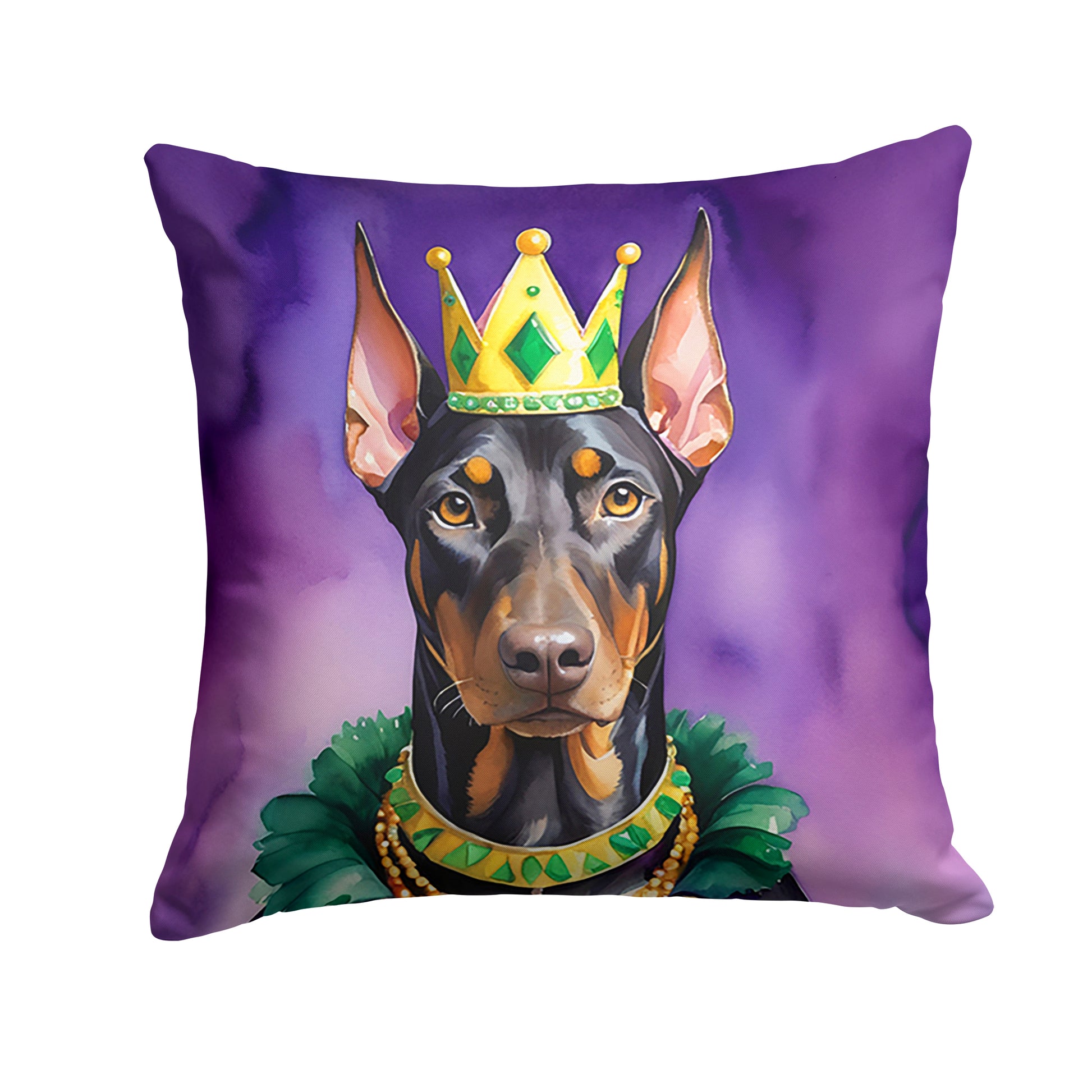 Buy this Doberman Pinscher King of Mardi Gras Throw Pillow