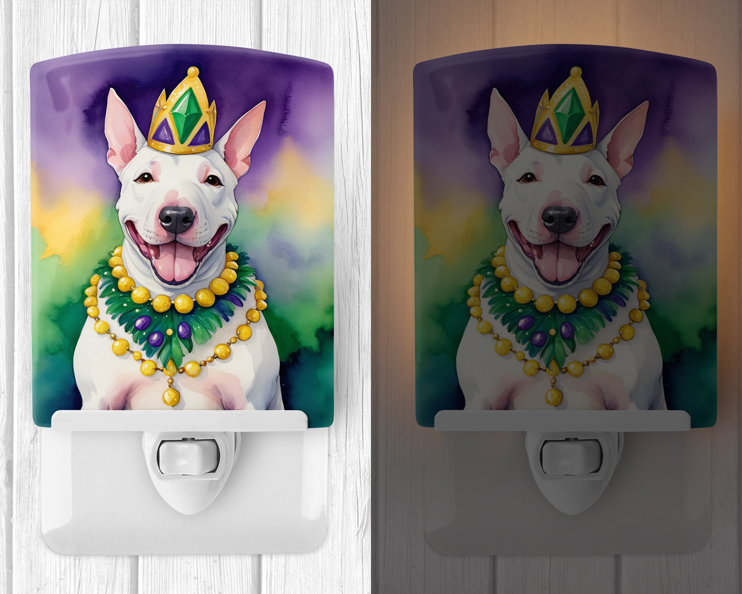 English Bull Terrier King of Mardi Gras Ceramic Night Light