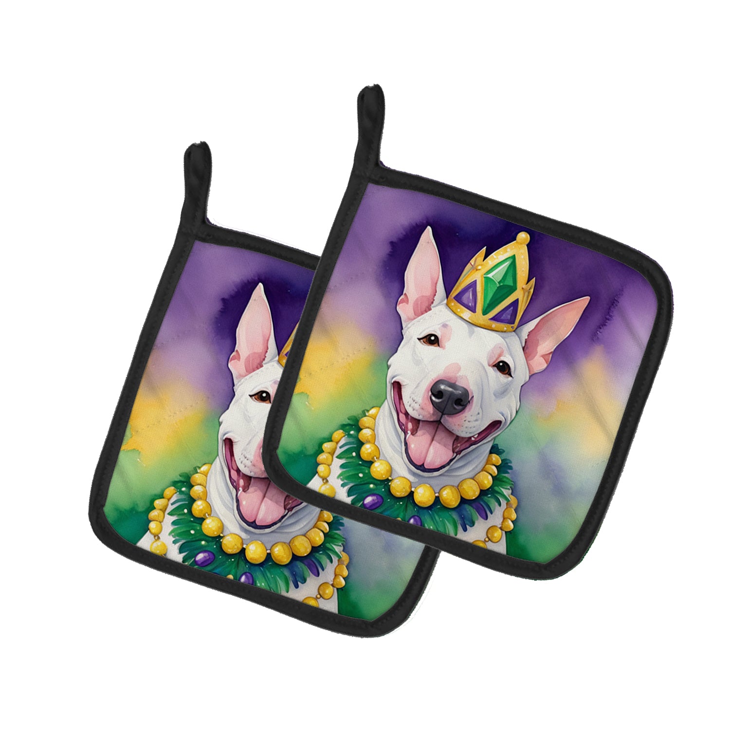 Buy this English Bull Terrier King of Mardi Gras Pair of Pot Holders