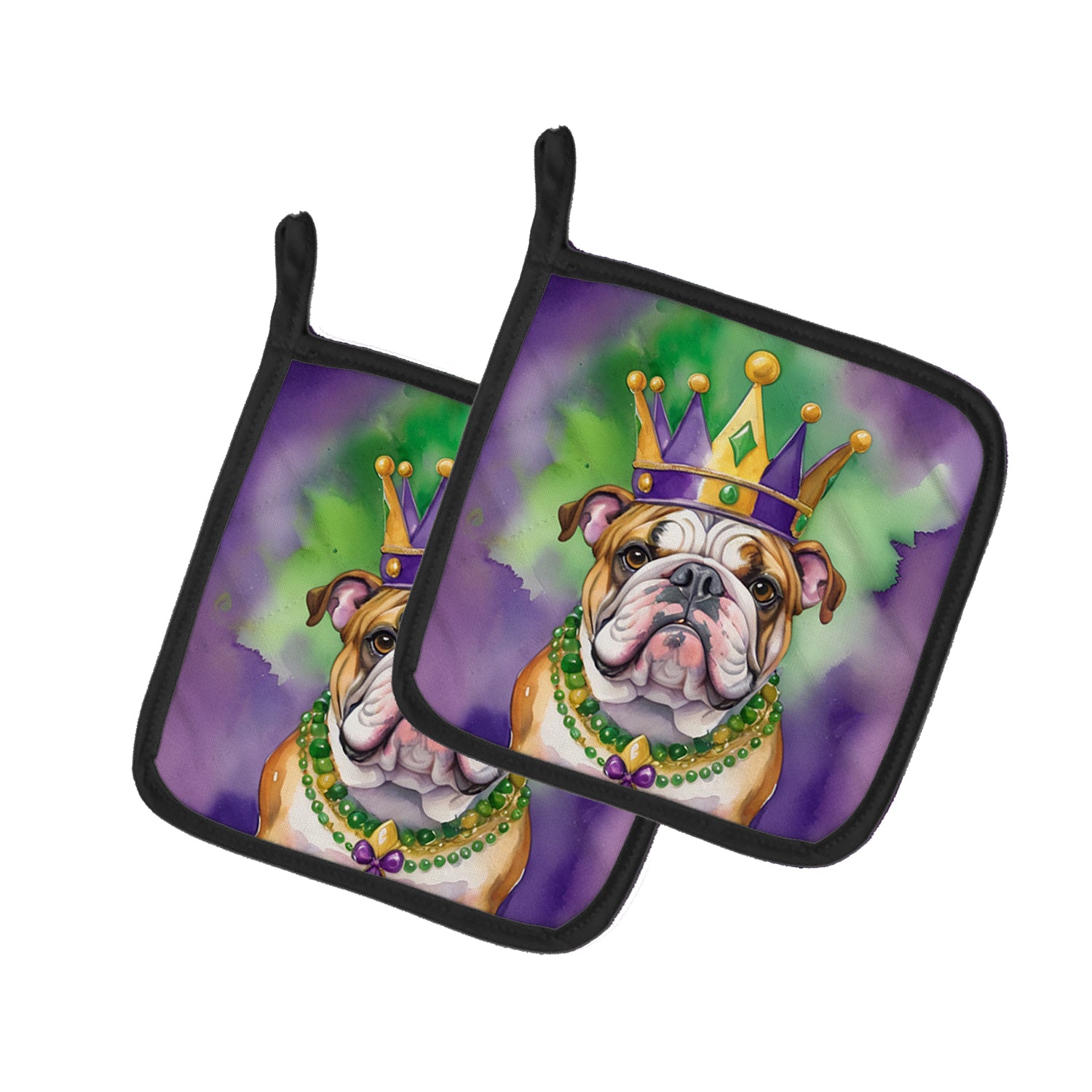 Buy this English Bulldog King of Mardi Gras Pair of Pot Holders