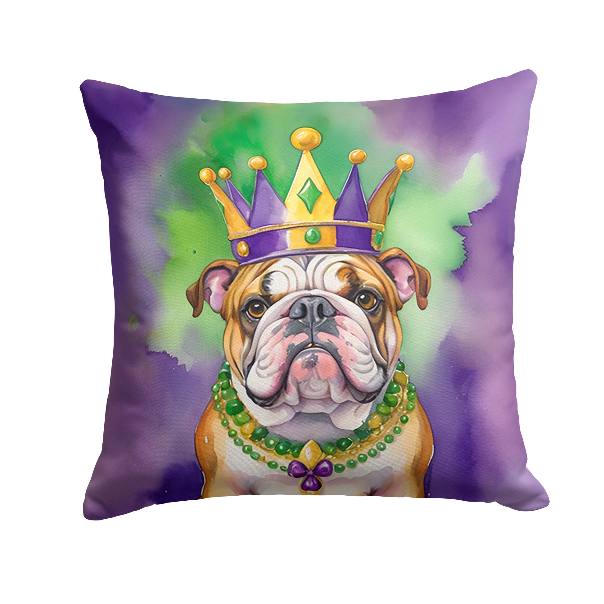 Buy this English Bulldog King of Mardi Gras Throw Pillow