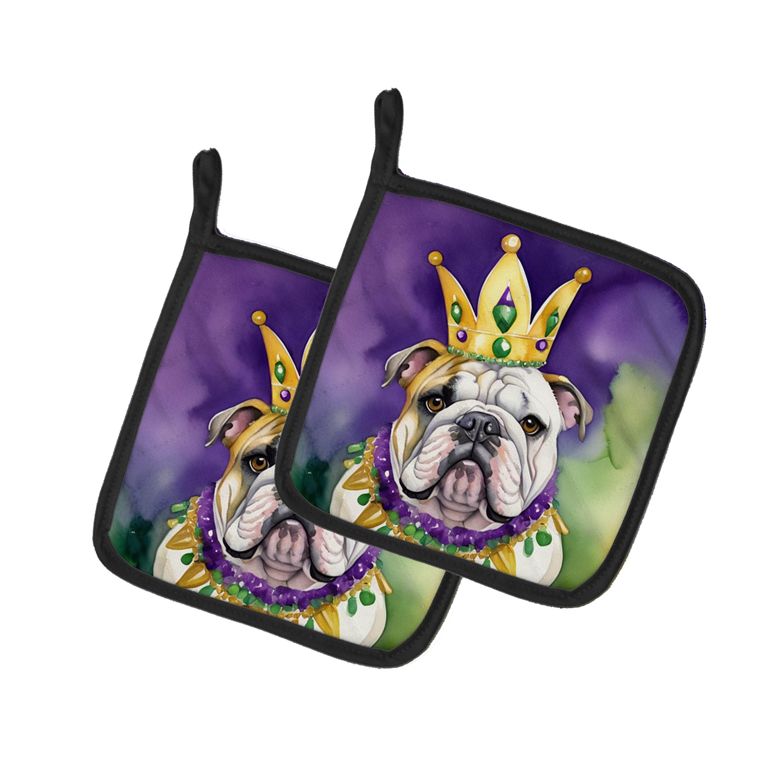 Buy this English Bulldog King of Mardi Gras Pair of Pot Holders