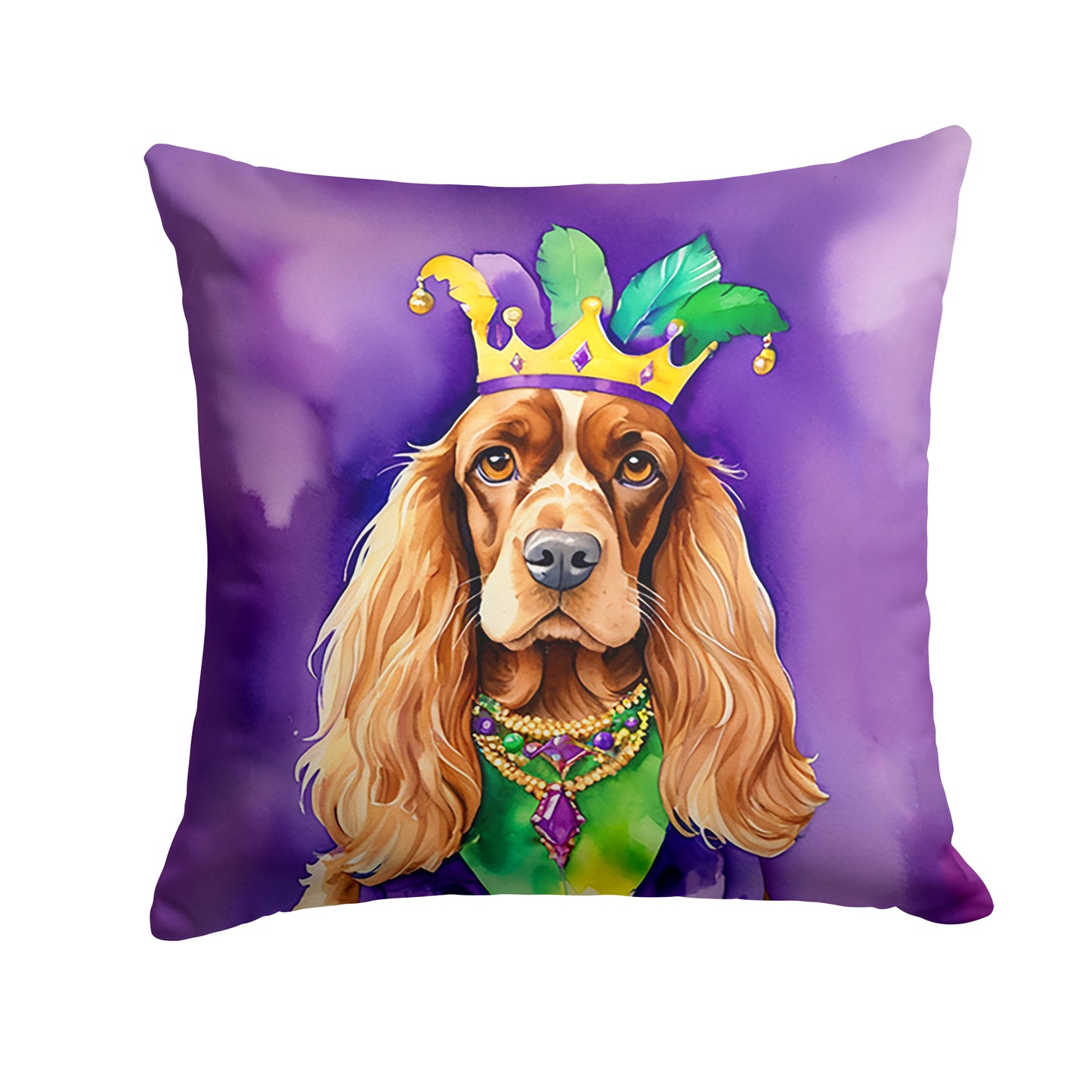 Buy this English Cocker Spaniel King of Mardi Gras Throw Pillow