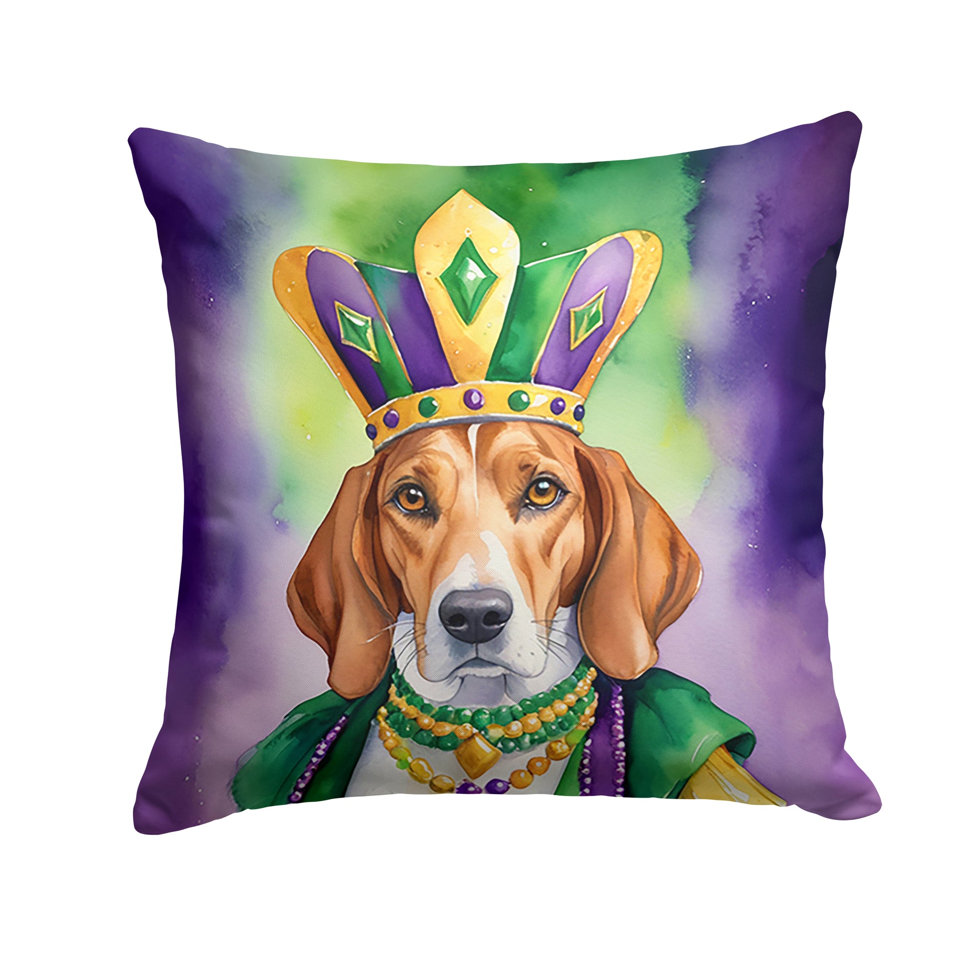 Buy this English Foxhound King of Mardi Gras Throw Pillow