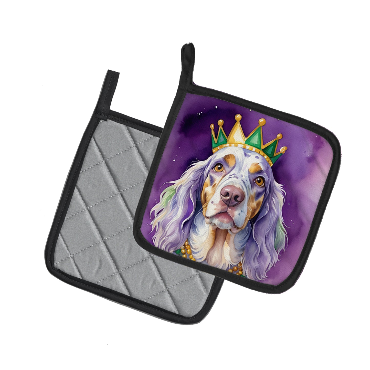 English Setter King of Mardi Gras Pair of Pot Holders