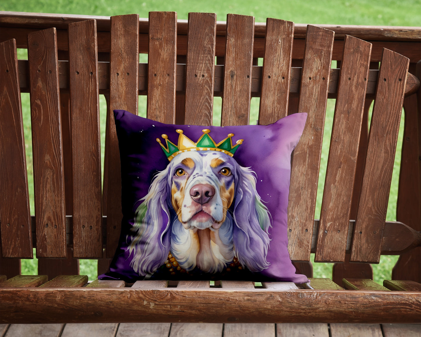 English Setter King of Mardi Gras Throw Pillow