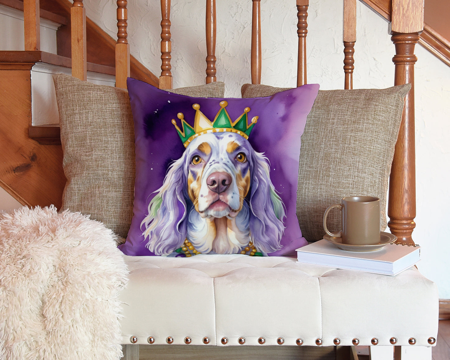 English Setter King of Mardi Gras Throw Pillow