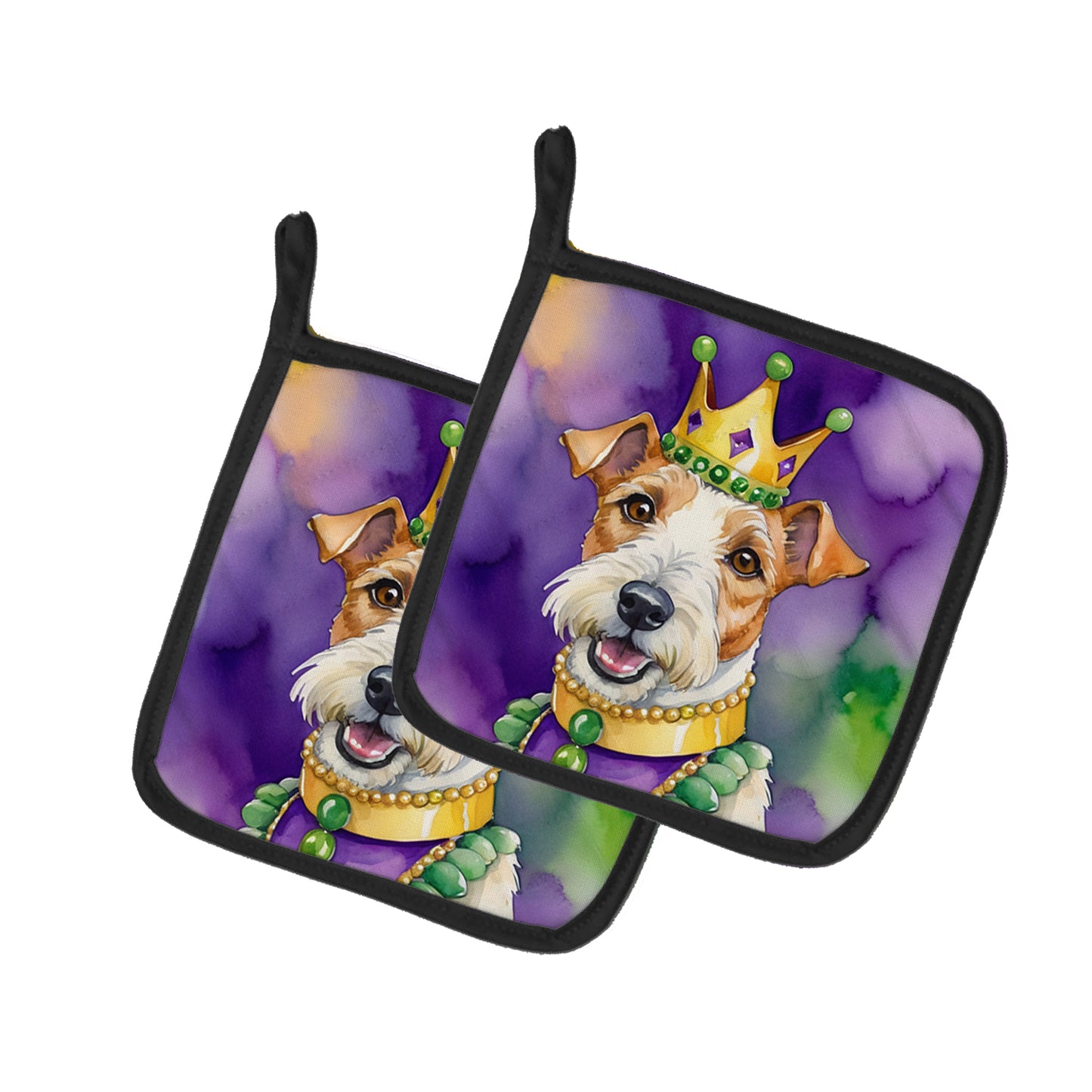 Buy this Fox Terrier King of Mardi Gras Pair of Pot Holders