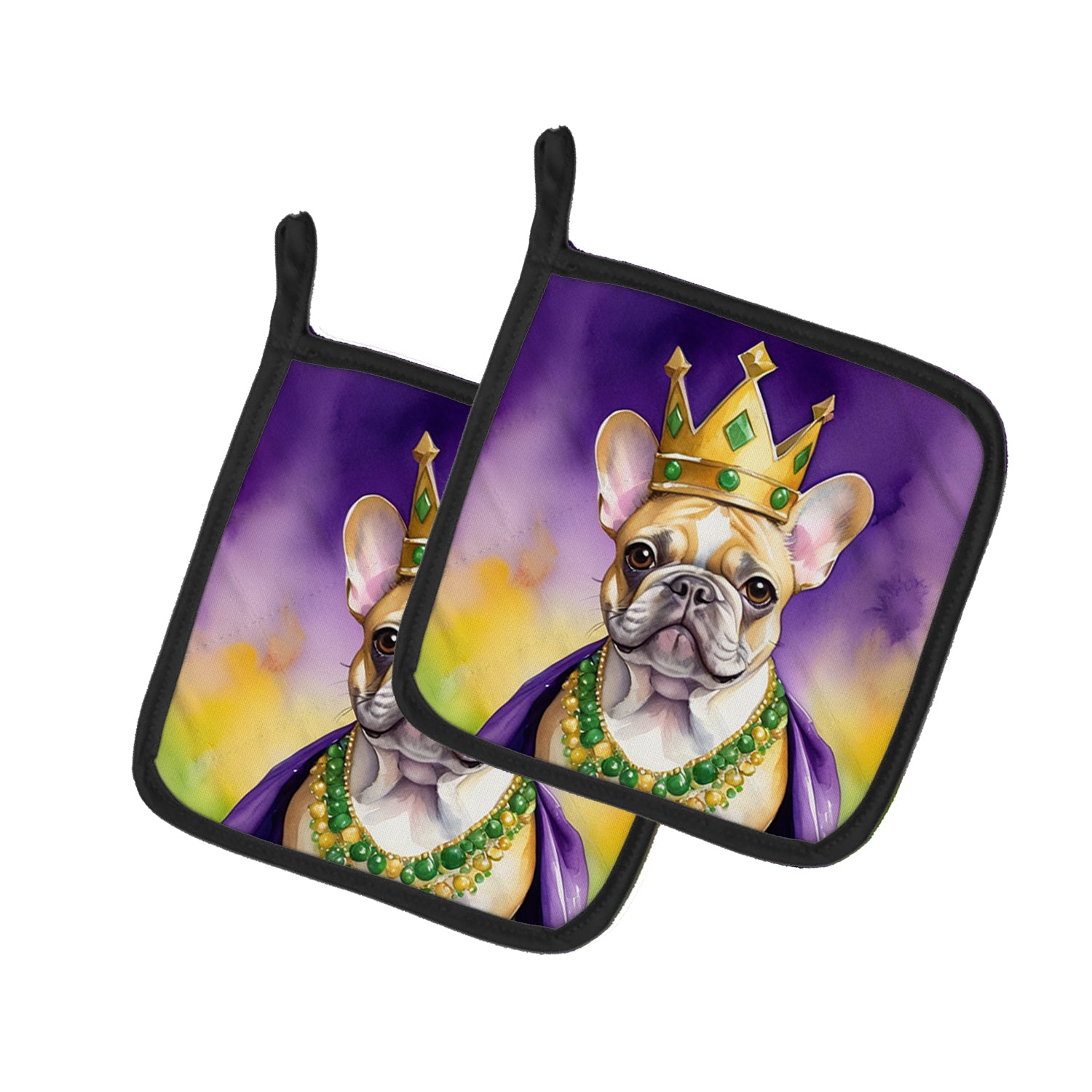 Buy this French Bulldog King of Mardi Gras Pair of Pot Holders