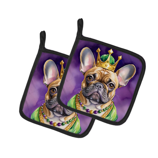 Buy this French Bulldog King of Mardi Gras Pair of Pot Holders