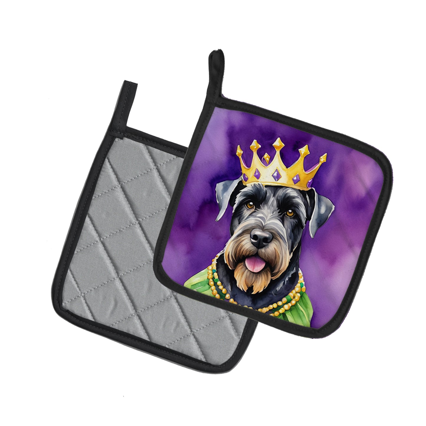 Giant Schnauzer King of Mardi Gras Pair of Pot Holders