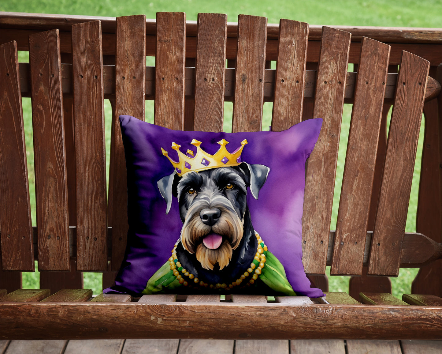 Giant Schnauzer King of Mardi Gras Throw Pillow