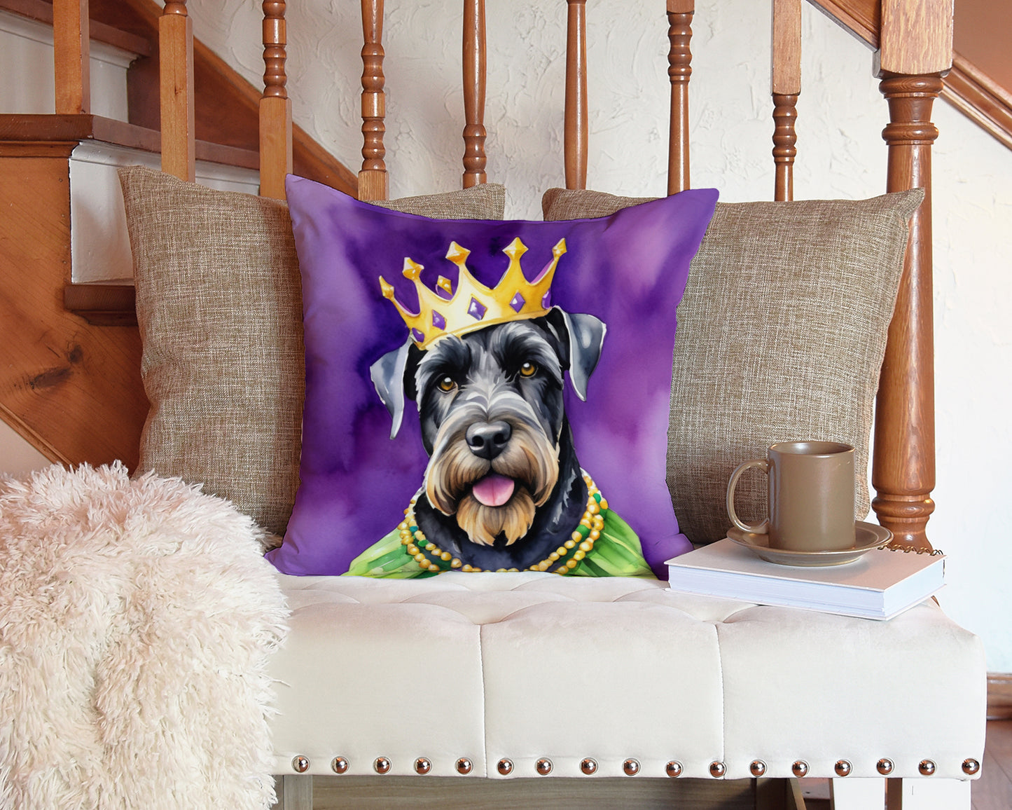 Giant Schnauzer King of Mardi Gras Throw Pillow