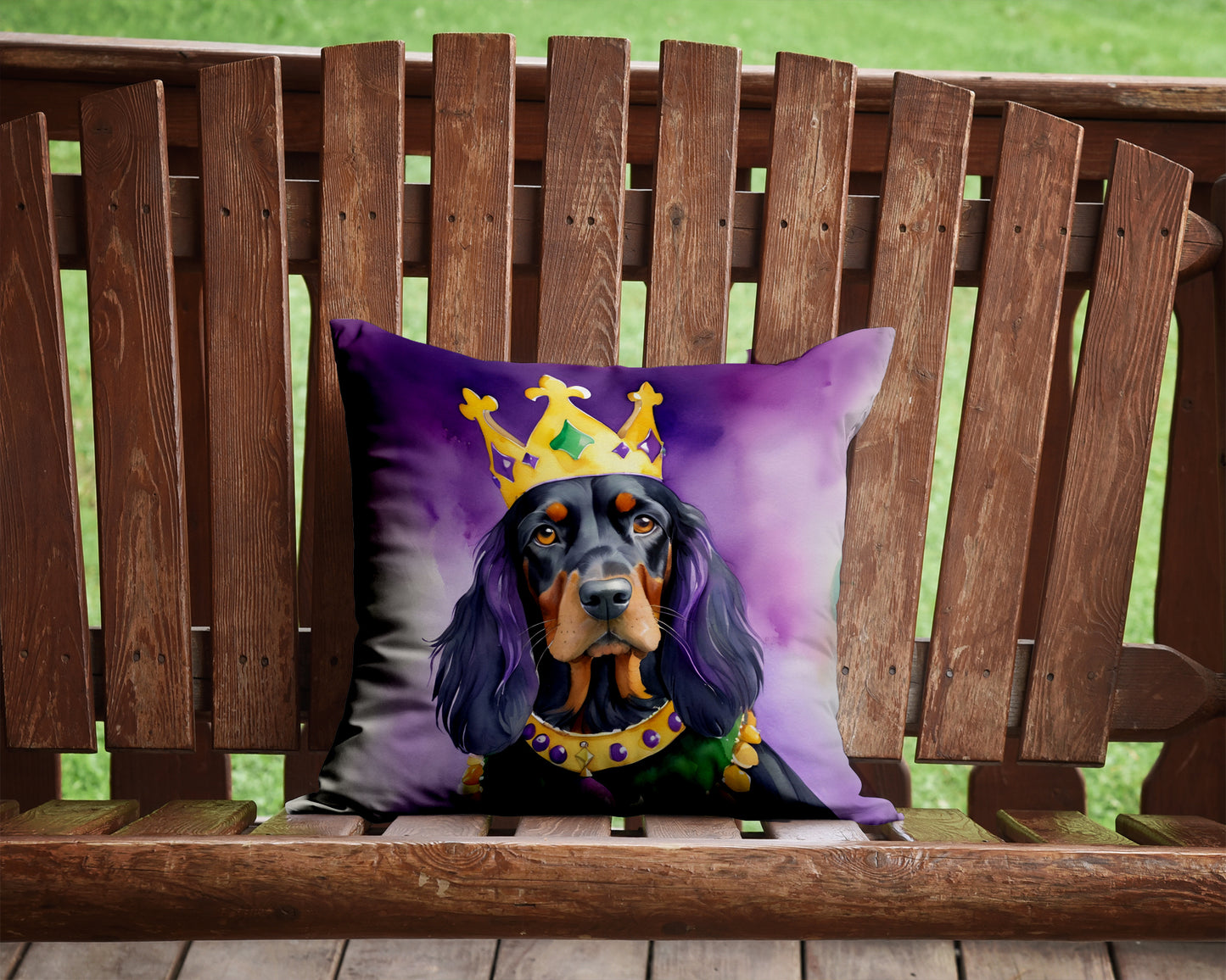 Gordon Setter King of Mardi Gras Throw Pillow