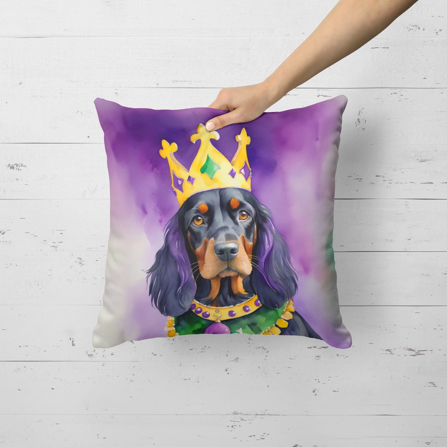 Gordon Setter King of Mardi Gras Throw Pillow