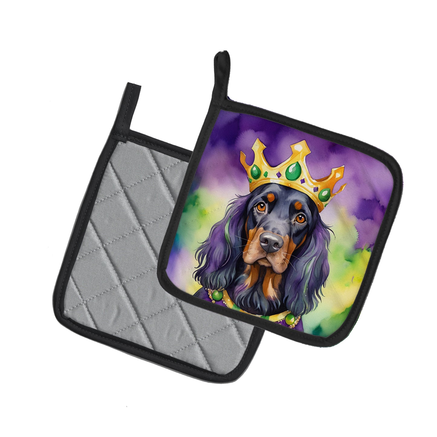 Gordon Setter King of Mardi Gras Pair of Pot Holders