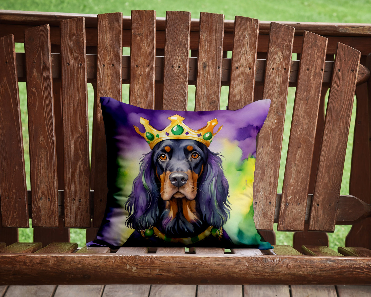 Gordon Setter King of Mardi Gras Throw Pillow