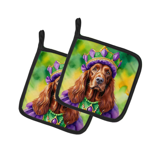 Buy this Irish Setter King of Mardi Gras Pair of Pot Holders