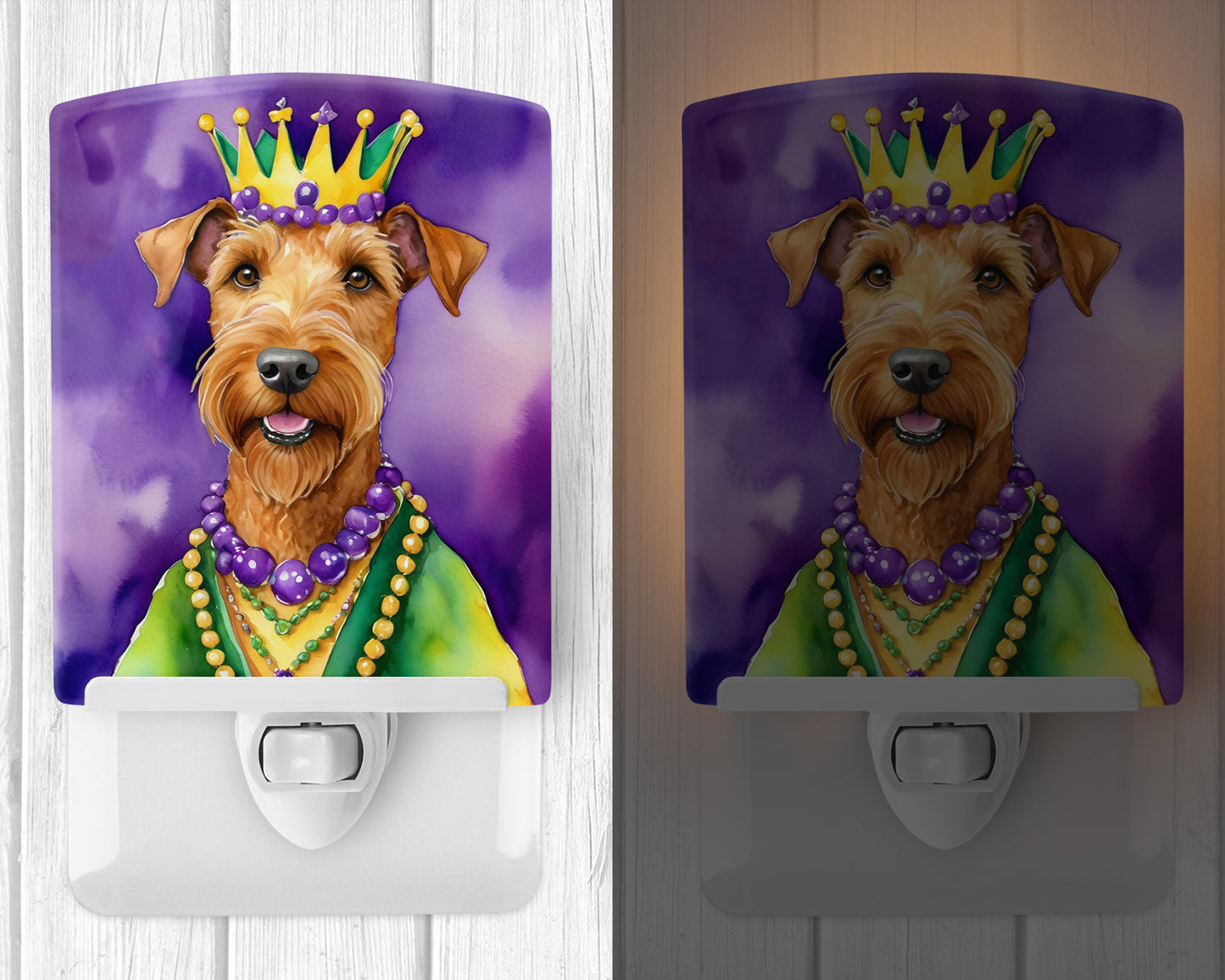 Irish Terrier King of Mardi Gras Ceramic Night Light