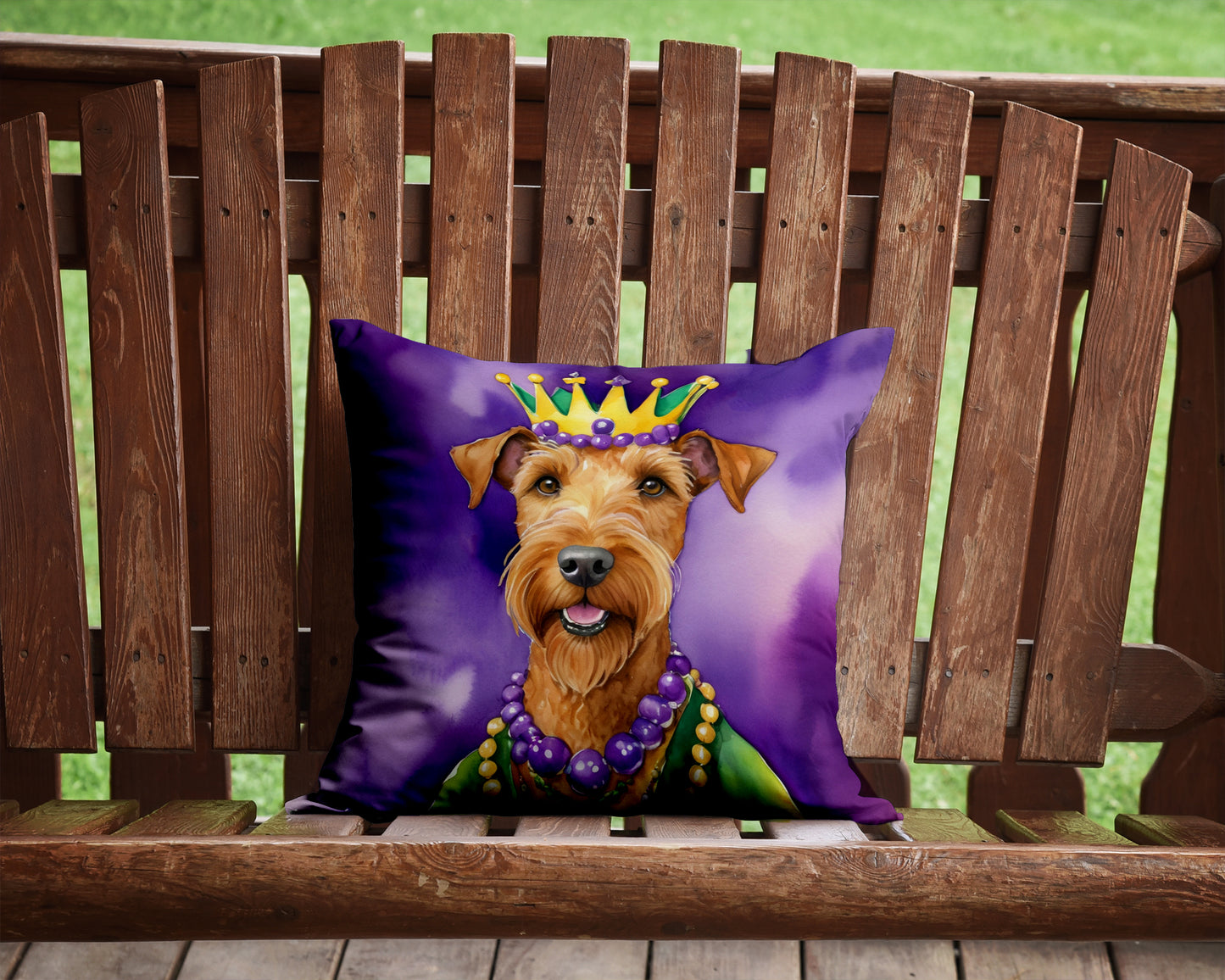 Irish Terrier King of Mardi Gras Throw Pillow