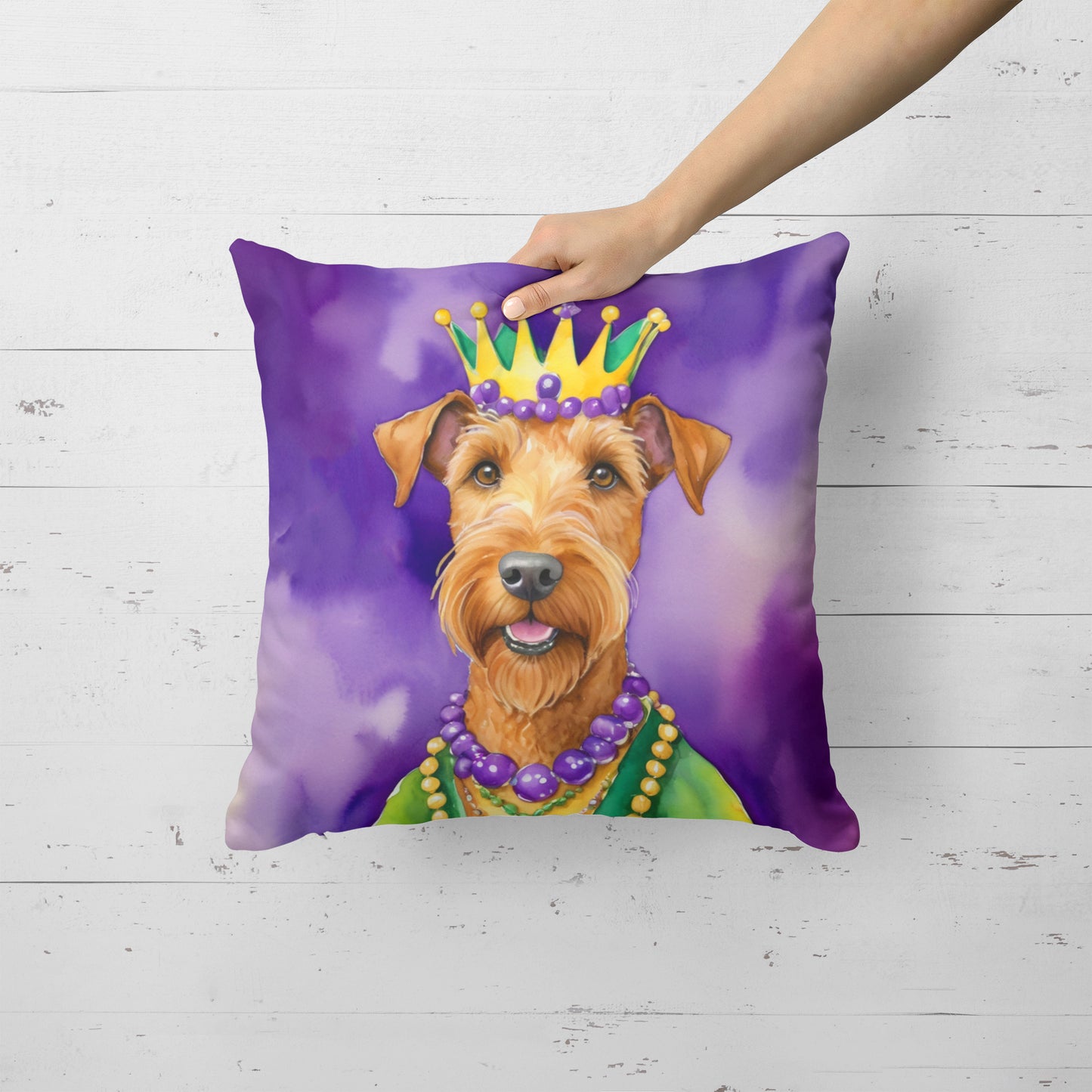 Irish Terrier King of Mardi Gras Throw Pillow