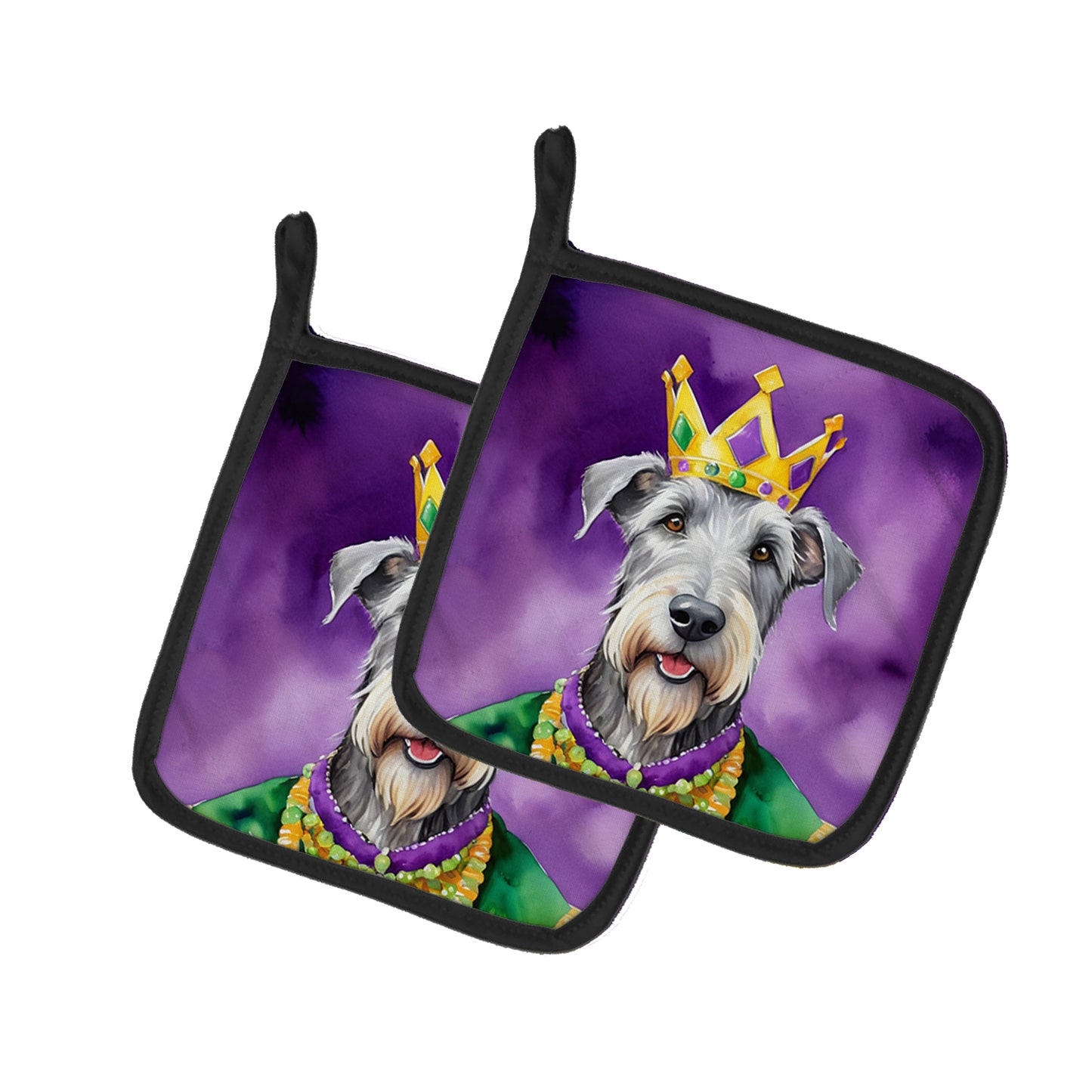 Buy this Irish Wolfhound King of Mardi Gras Pair of Pot Holders