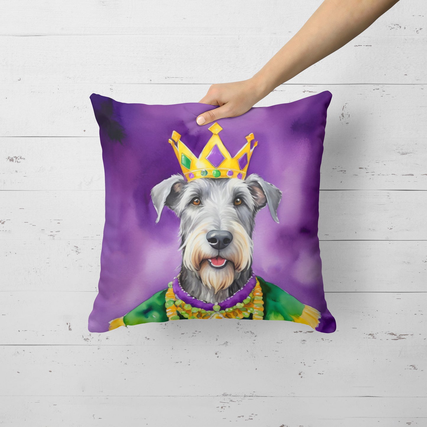 Irish Wolfhound King of Mardi Gras Throw Pillow