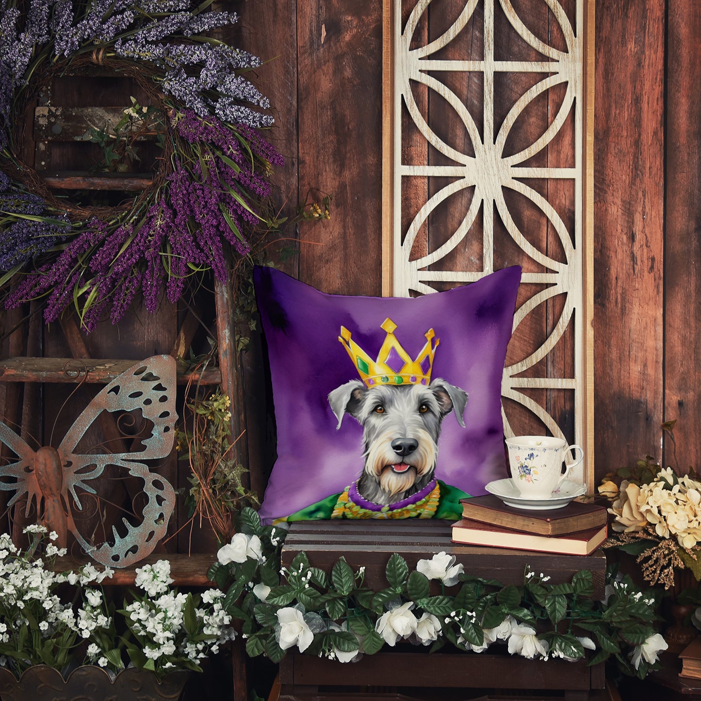 Irish Wolfhound King of Mardi Gras Throw Pillow