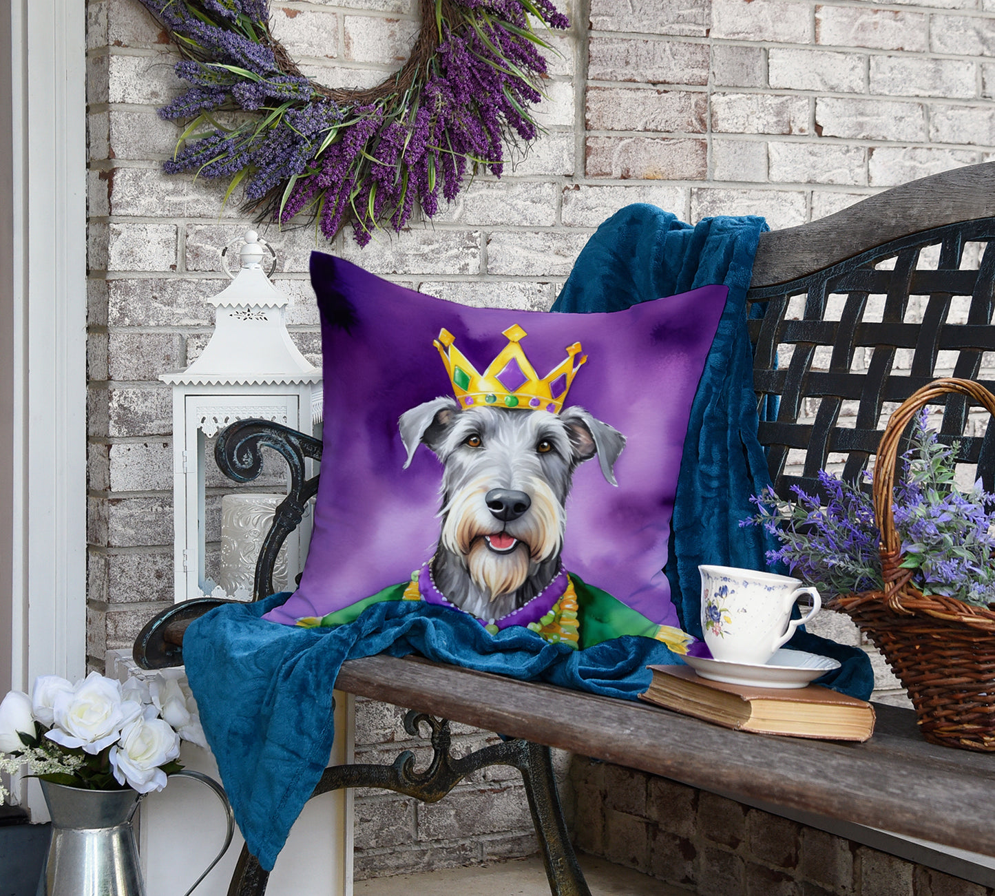 Irish Wolfhound King of Mardi Gras Throw Pillow