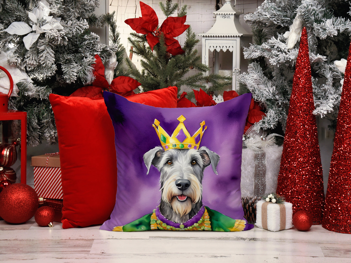 Irish Wolfhound King of Mardi Gras Throw Pillow