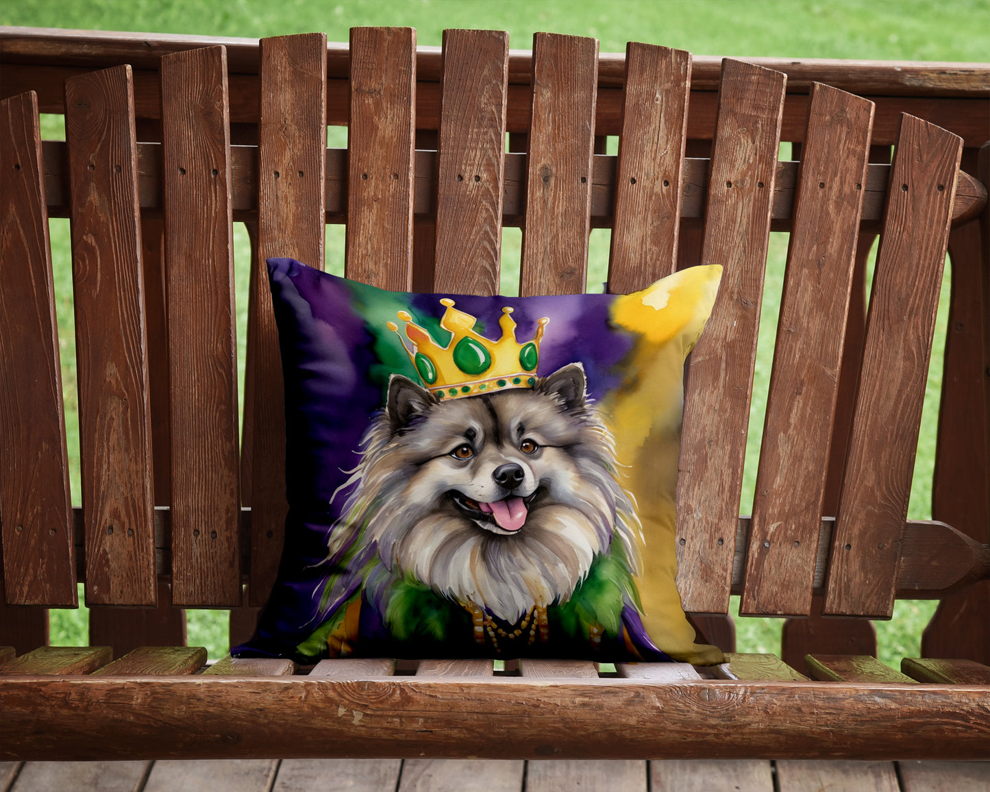 Keeshond King of Mardi Gras Throw Pillow