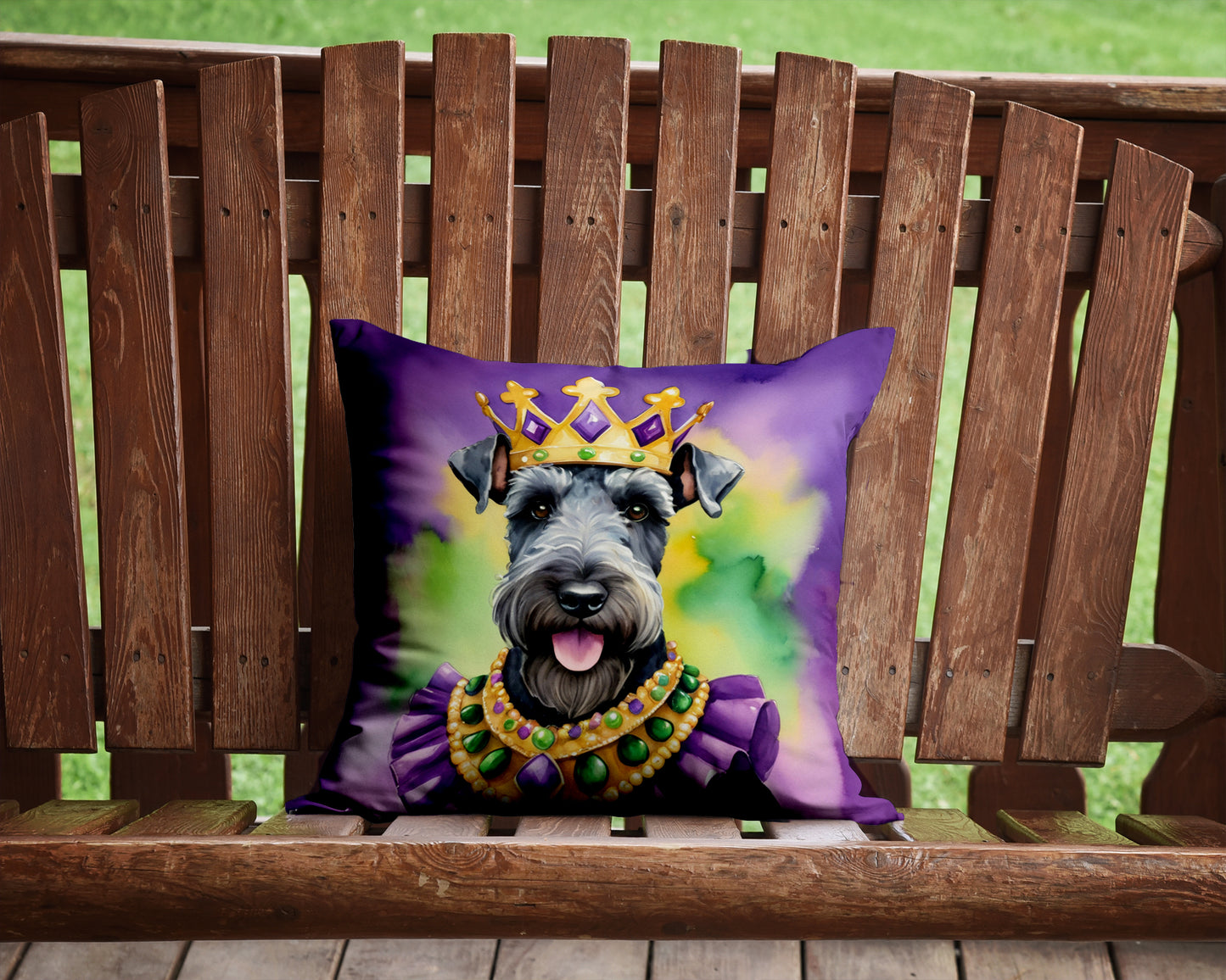 Kerry Blue Terrier King of Mardi Gras Throw Pillow