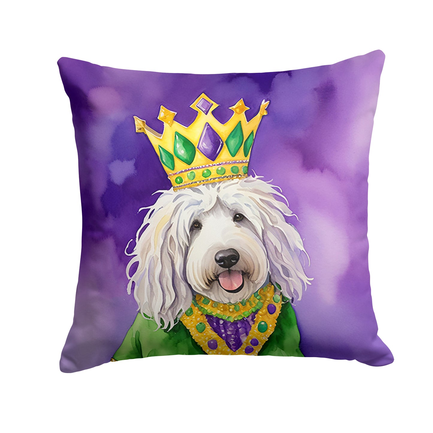 Buy this Komondor King of Mardi Gras Throw Pillow