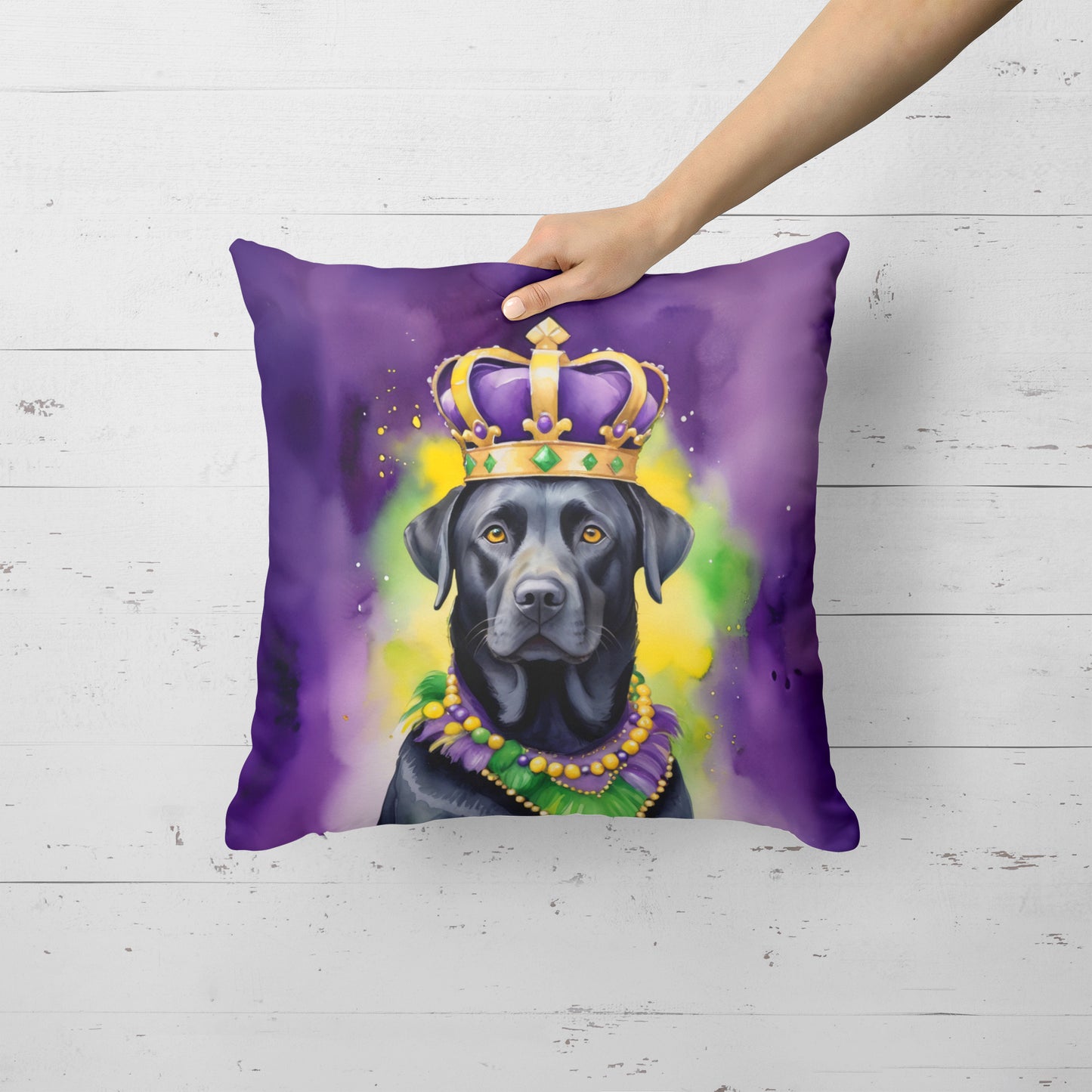 Labrador Retriever King of Mardi Gras Throw Pillow