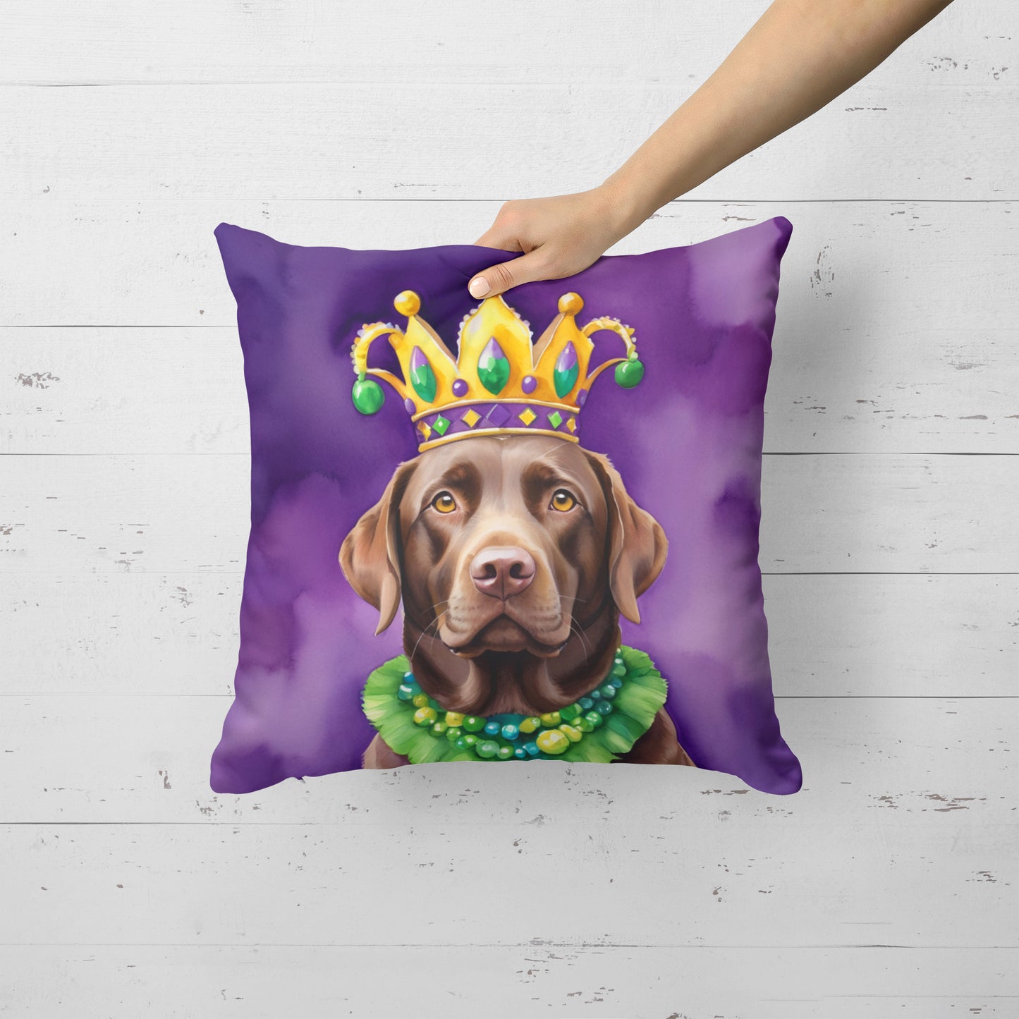 Labrador Retriever King of Mardi Gras Throw Pillow