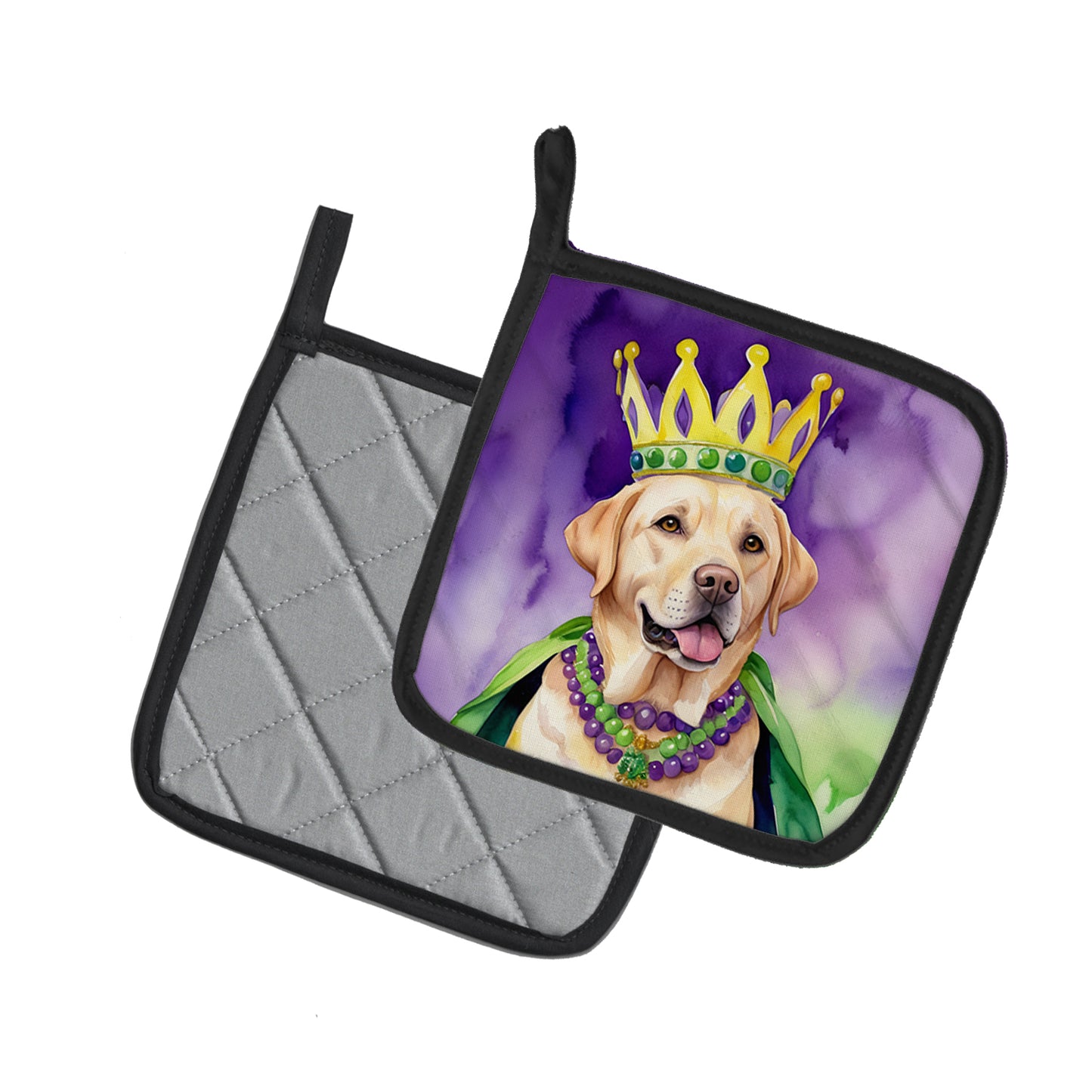 Labrador Retriever King of Mardi Gras Pair of Pot Holders