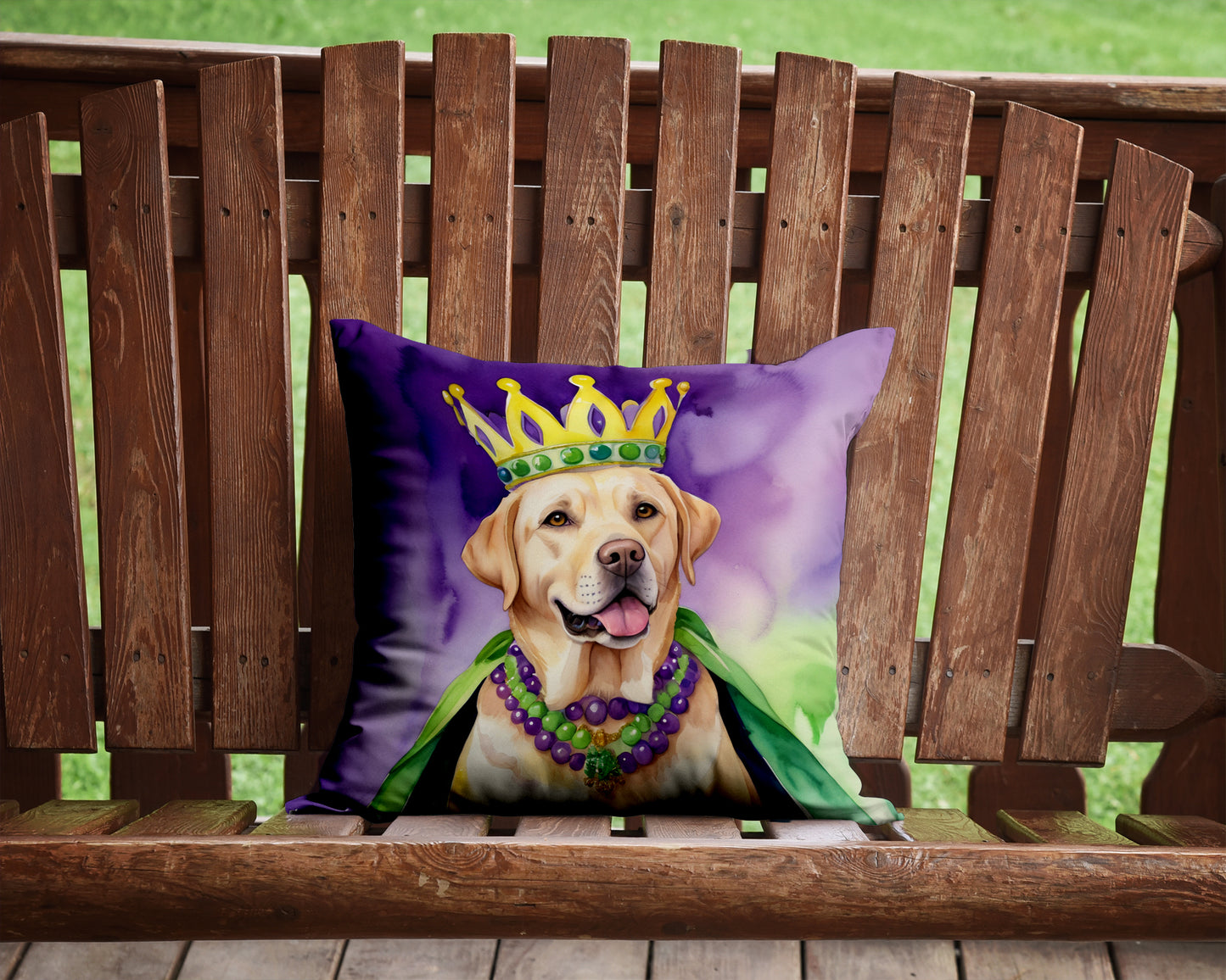 Labrador Retriever King of Mardi Gras Throw Pillow