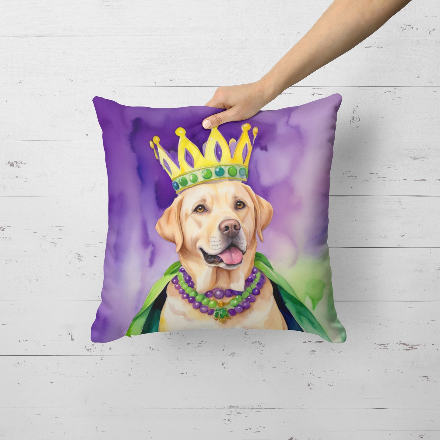 Labrador Retriever King of Mardi Gras Throw Pillow