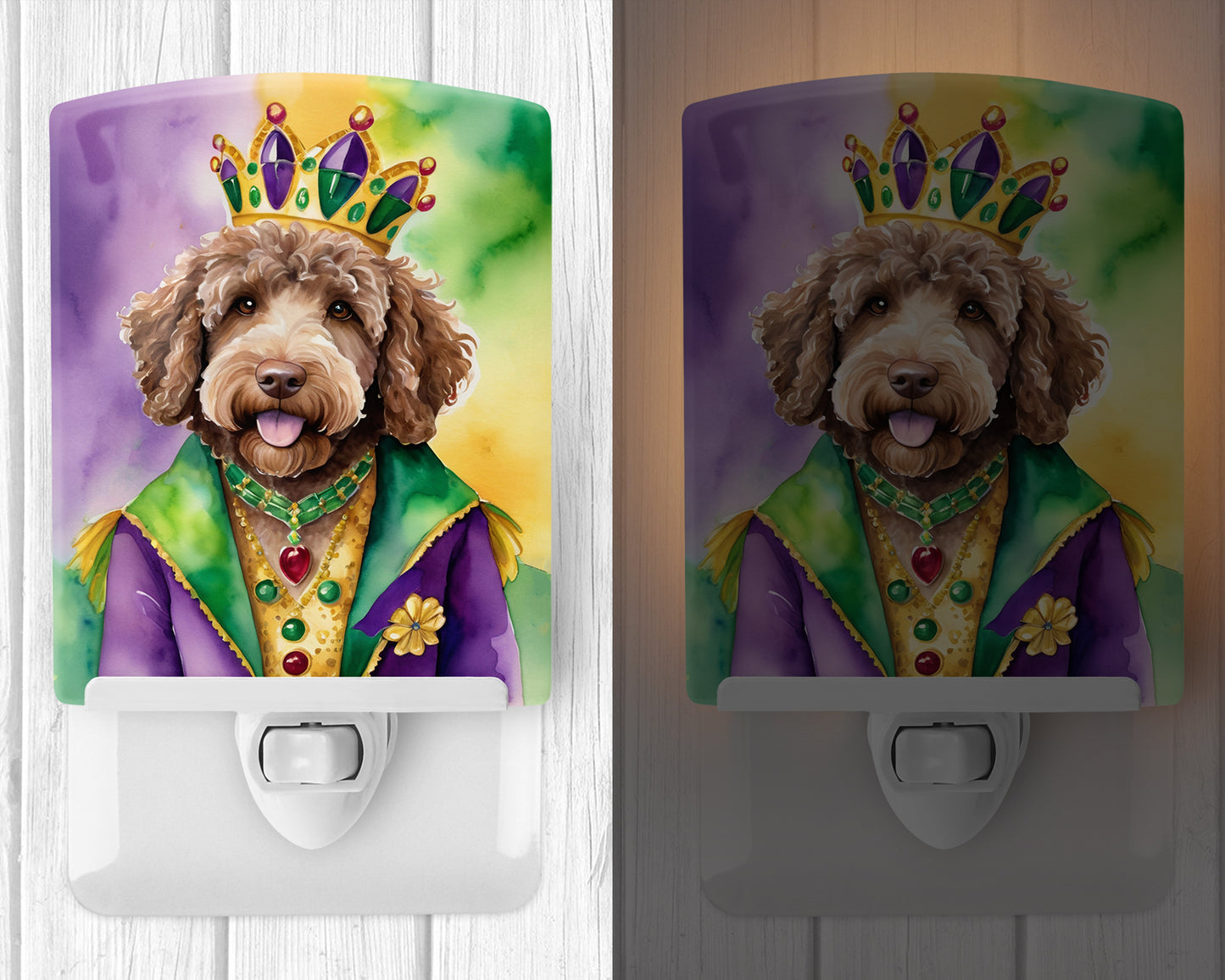 Labradoodle King of Mardi Gras Ceramic Night Light