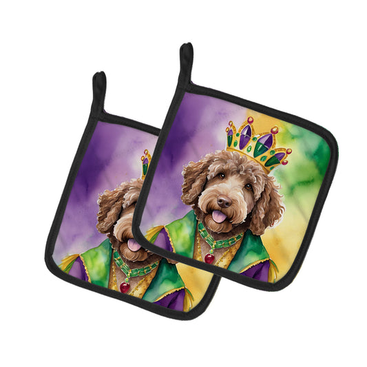 Buy this Labradoodle King of Mardi Gras Pair of Pot Holders