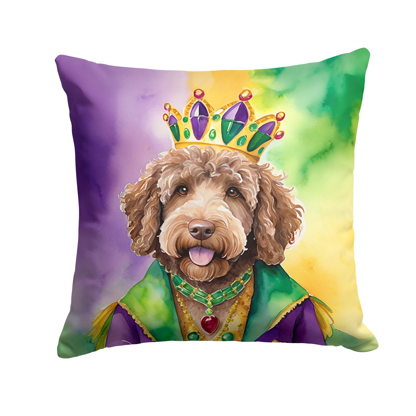 Buy this Labradoodle King of Mardi Gras Throw Pillow