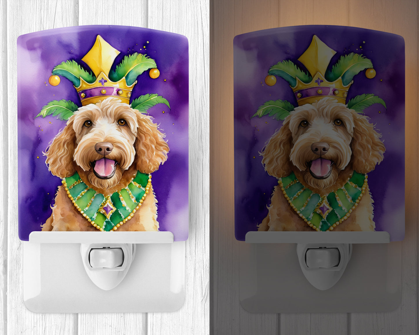 Labradoodle King of Mardi Gras Ceramic Night Light