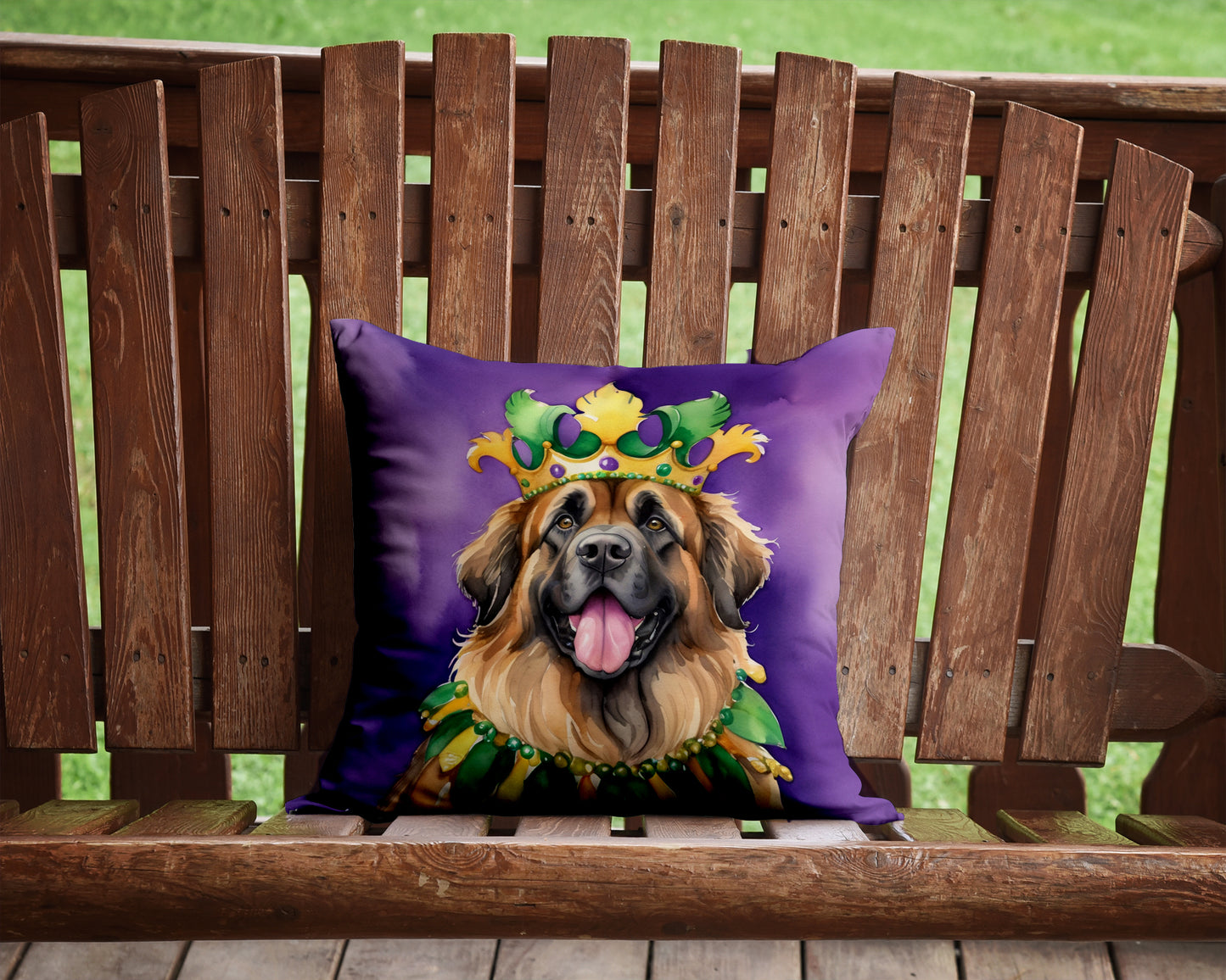 Leonberger King of Mardi Gras Throw Pillow